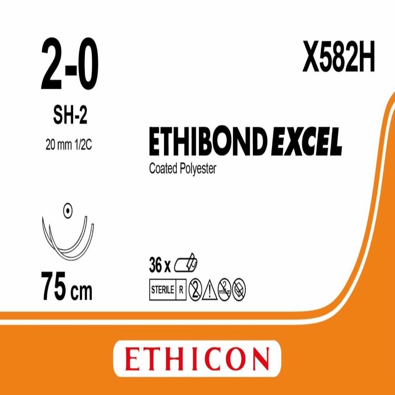 ЕТИБОНД ЕКСЕЛЬ (ETHIBOND EXCEL) зелений 75см M3 USP2/0 дві голки SH-2